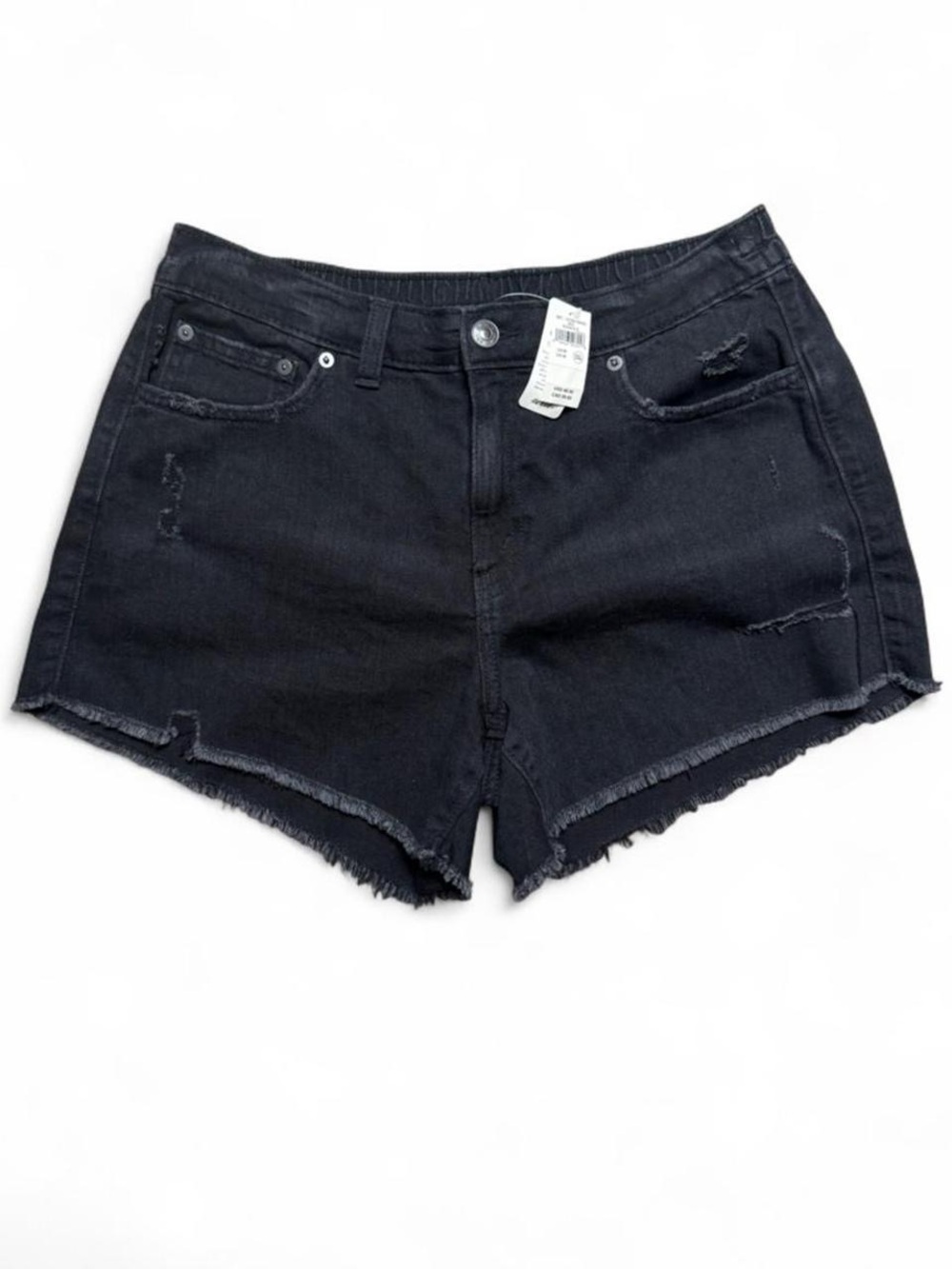 aerie Black Distressed High-Rise Denim Shorts - Medium NWT